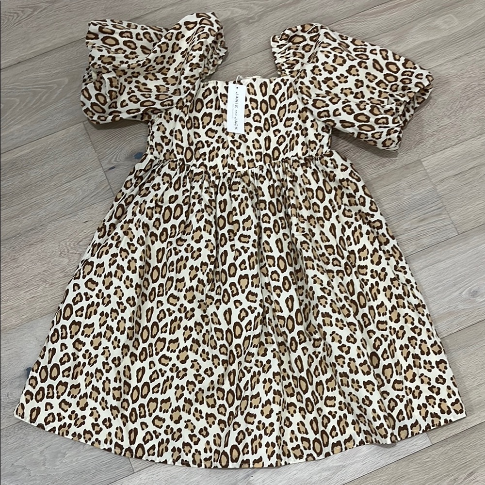 Brown and Black Mini Sundress with Puff Sleeves for Casual Nights